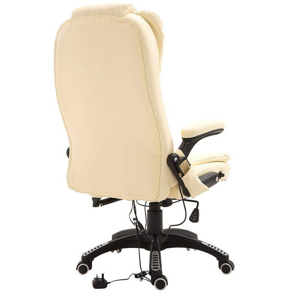 Executive Recline Padded Swivel Office Chair with Vibrating Massage Function, MM17 Cream - daals