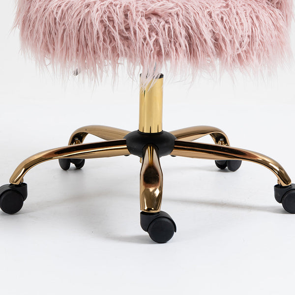 Kylie Plush Shaggy Faux Fur Swivel Chair, Pink
