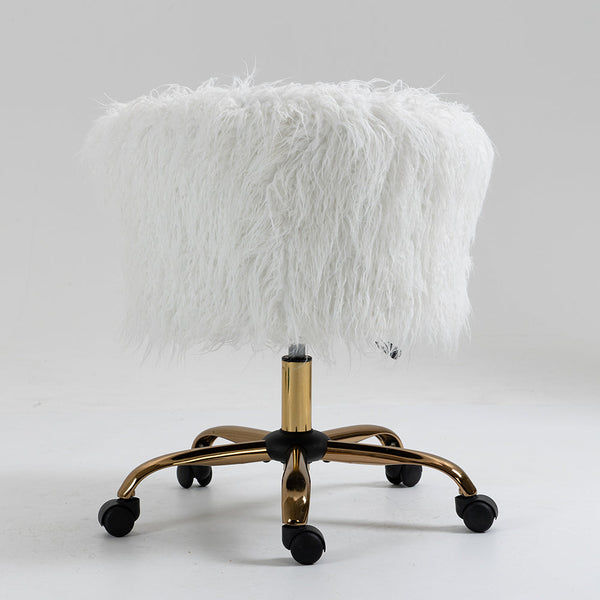 Kylie Plush Shaggy Faux Fur Swivel Chair, White