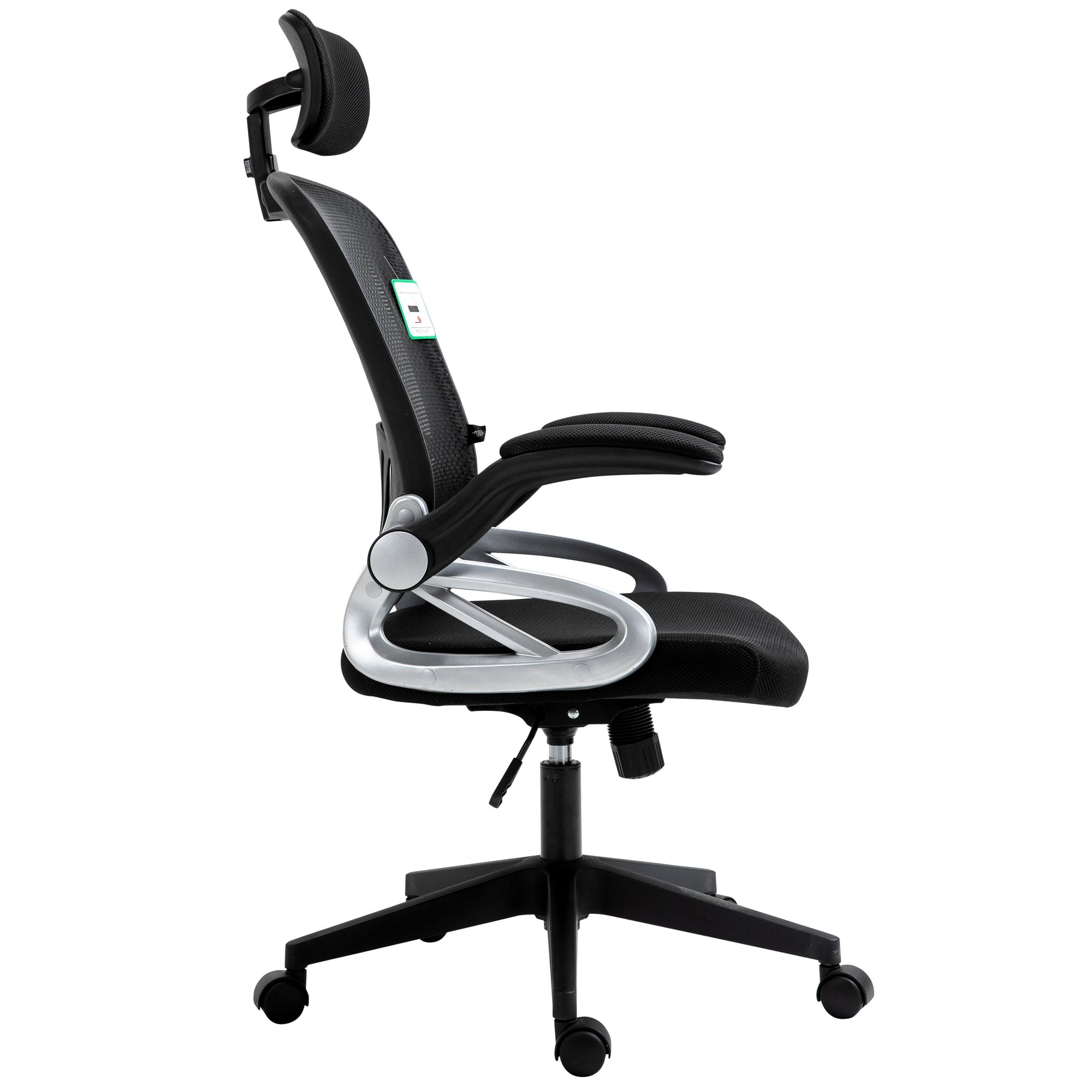 Mesh High Back Extra Padded Swivel Office Chair with Head Support & Adjustable Arms, Black
