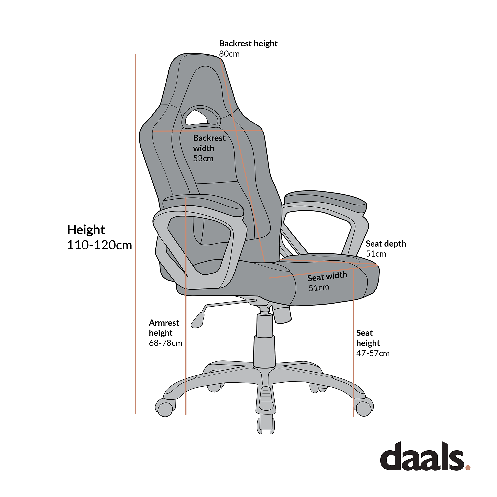 Racing Sport Swivel Office Chair in Black
