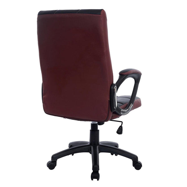 Waffle Contrasting Panels High Back PU Leather Swivel Executive Office Chair, Black & Brown - daals