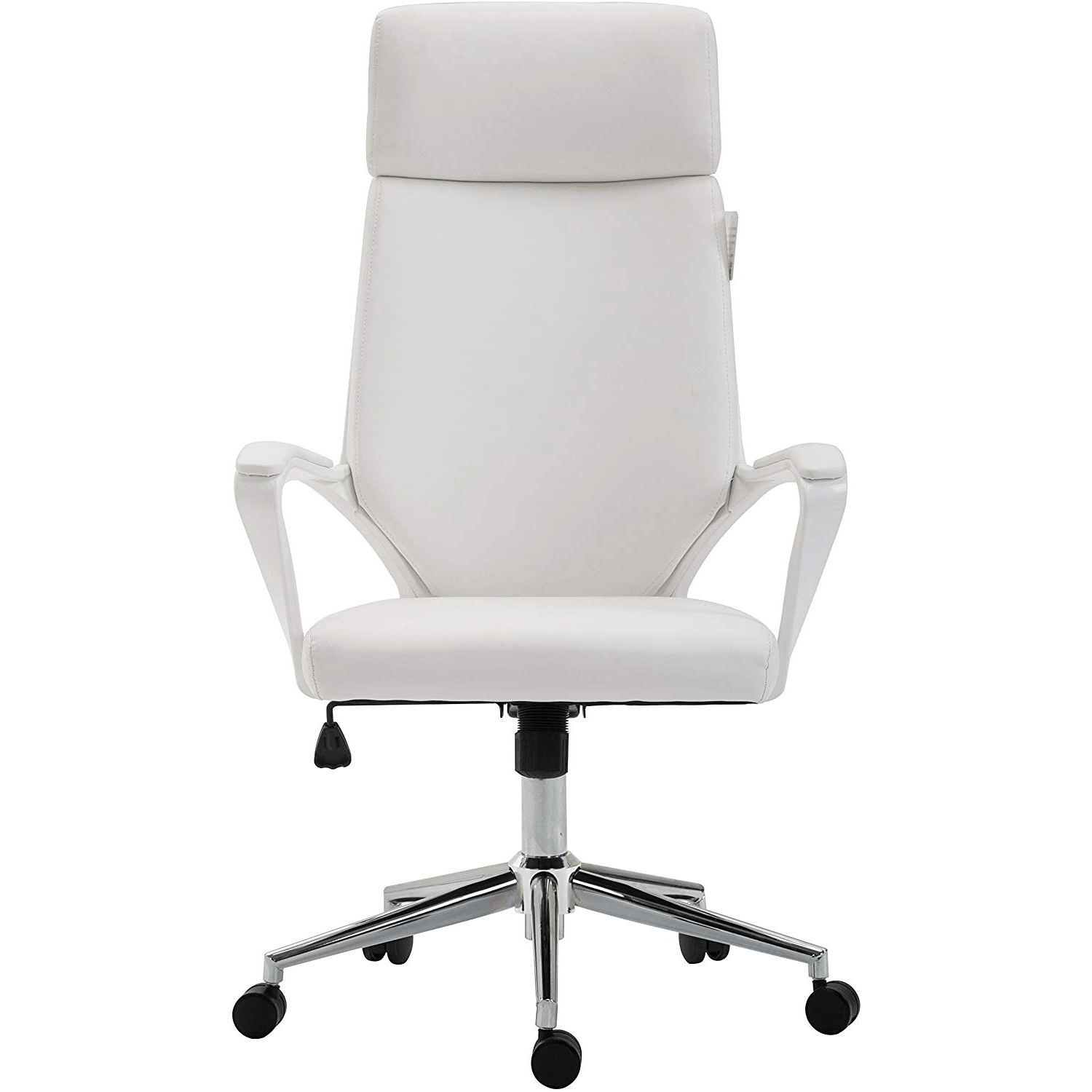 Cherry Tree Furniture High Back Modern Design PU Leather Swivel Office Chair Computer Desk Chair, MO68 White