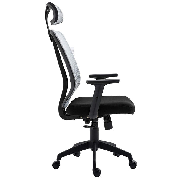Grey Mesh High Back Executive Office Chair Swivel Desk Chair with Synchro-Tilt, Adjustable Armrest & Headrest - daals