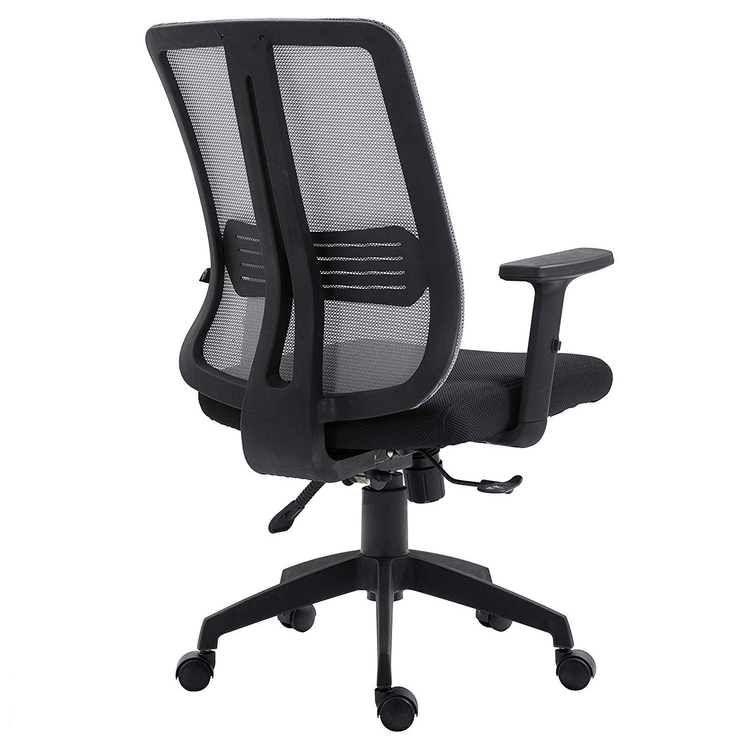 Grey Mesh Medium Back Executive Office Chair Swivel Desk Chair with Synchro-Tilt, Adjustable Armrests
