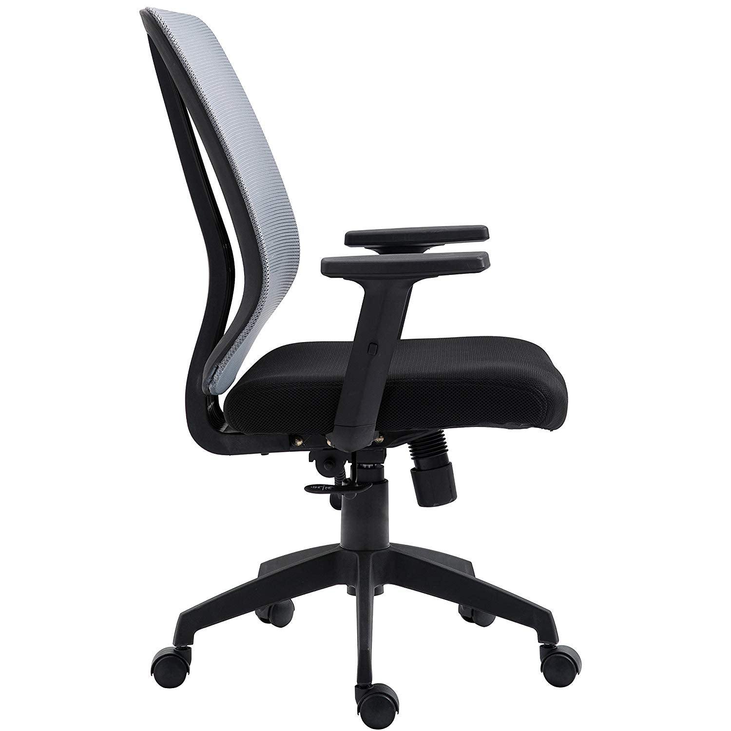 Grey Mesh Medium Back Executive Office Chair Swivel Desk Chair with Synchro-Tilt, Adjustable Armrests