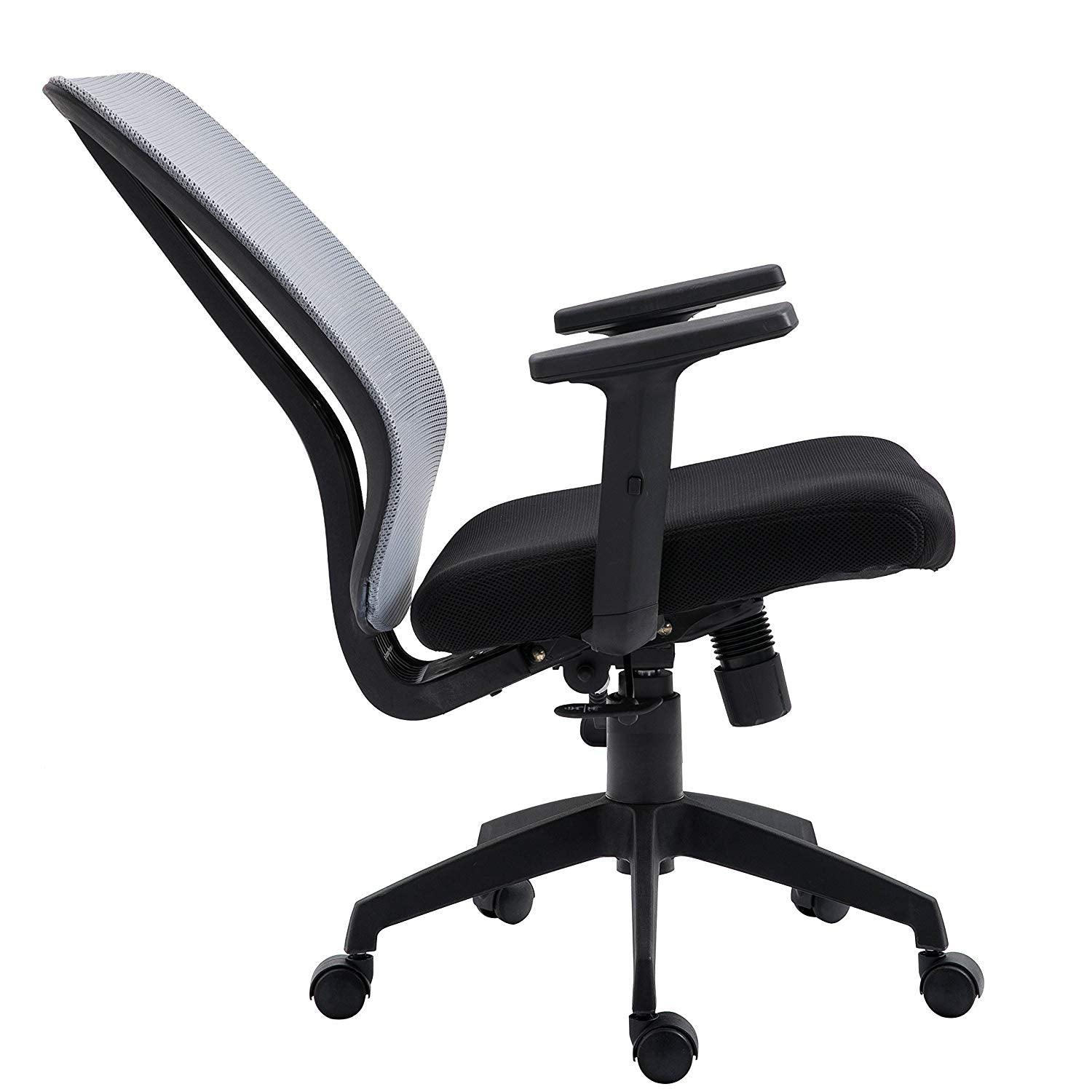 Grey Mesh Medium Back Executive Office Chair Swivel Desk Chair with Synchro-Tilt, Adjustable Armrests