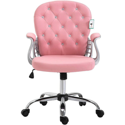 Pink Faux Leather Chesterfield Swivel Chair