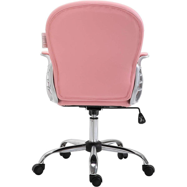 Pink Faux Leather Chesterfield Swivel Chair - daals
