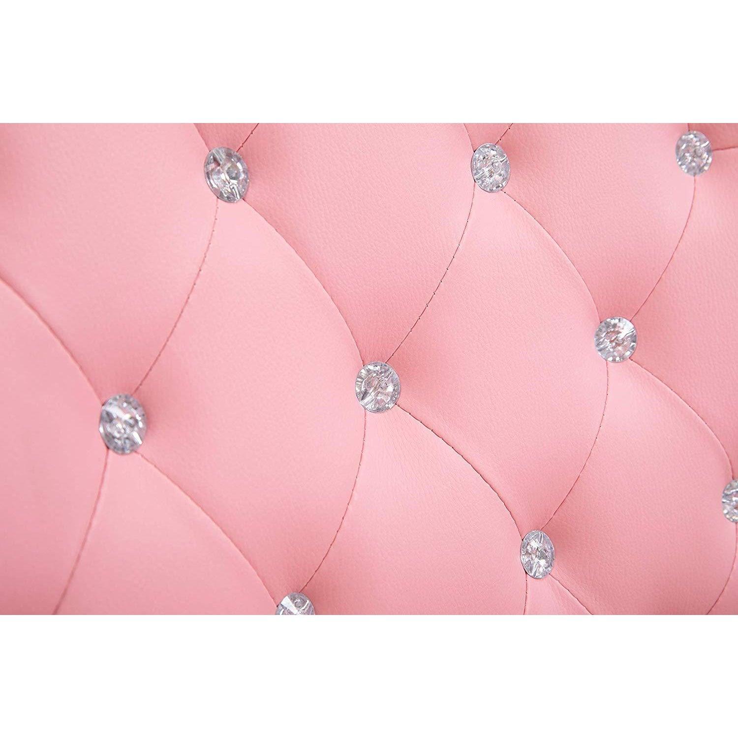 Pink Faux Leather Chesterfield Swivel Chair