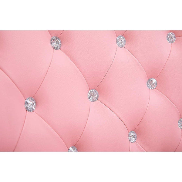 Pink Faux Leather Chesterfield Swivel Chair - daals