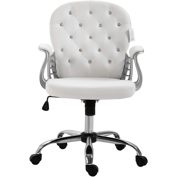 White Faux Leather Chesterfield Swivel Chair - daals