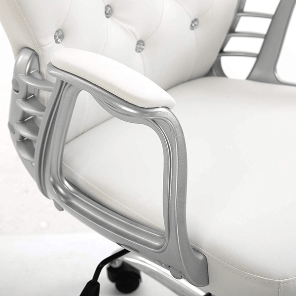 White Faux Leather Chesterfield Swivel Chair - daals