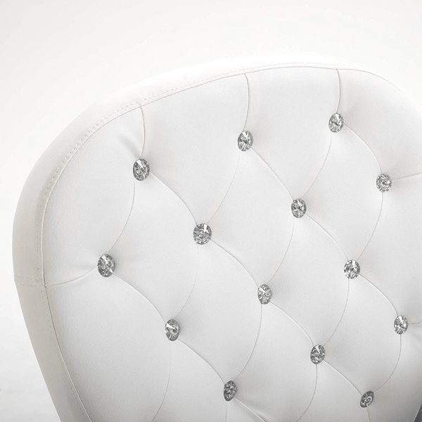 White Faux Leather Chesterfield Swivel Chair - daals
