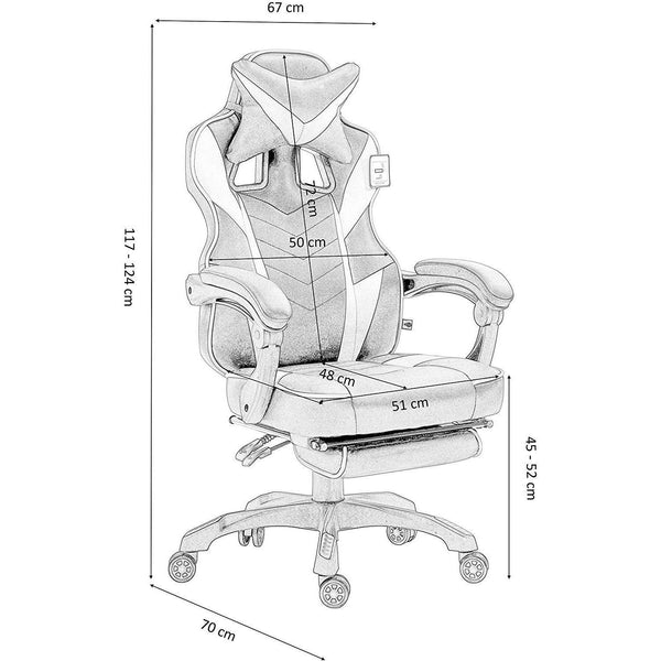 Cherry Tree Furniture High Back Recliner Gaming Chair with Cushion & Retractable Footrest Black & Grey - daals