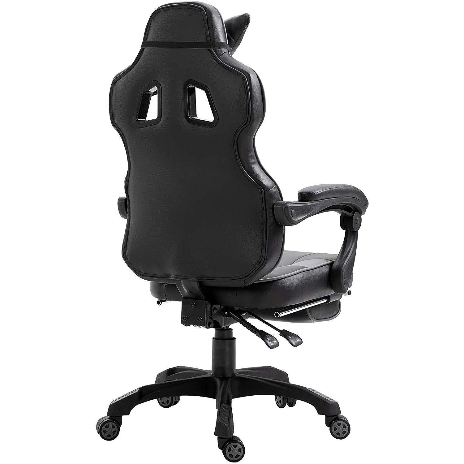 Cherry Tree Furniture High Back Recliner Gaming Chair with Cushion & Retractable Footrest Black & Grey