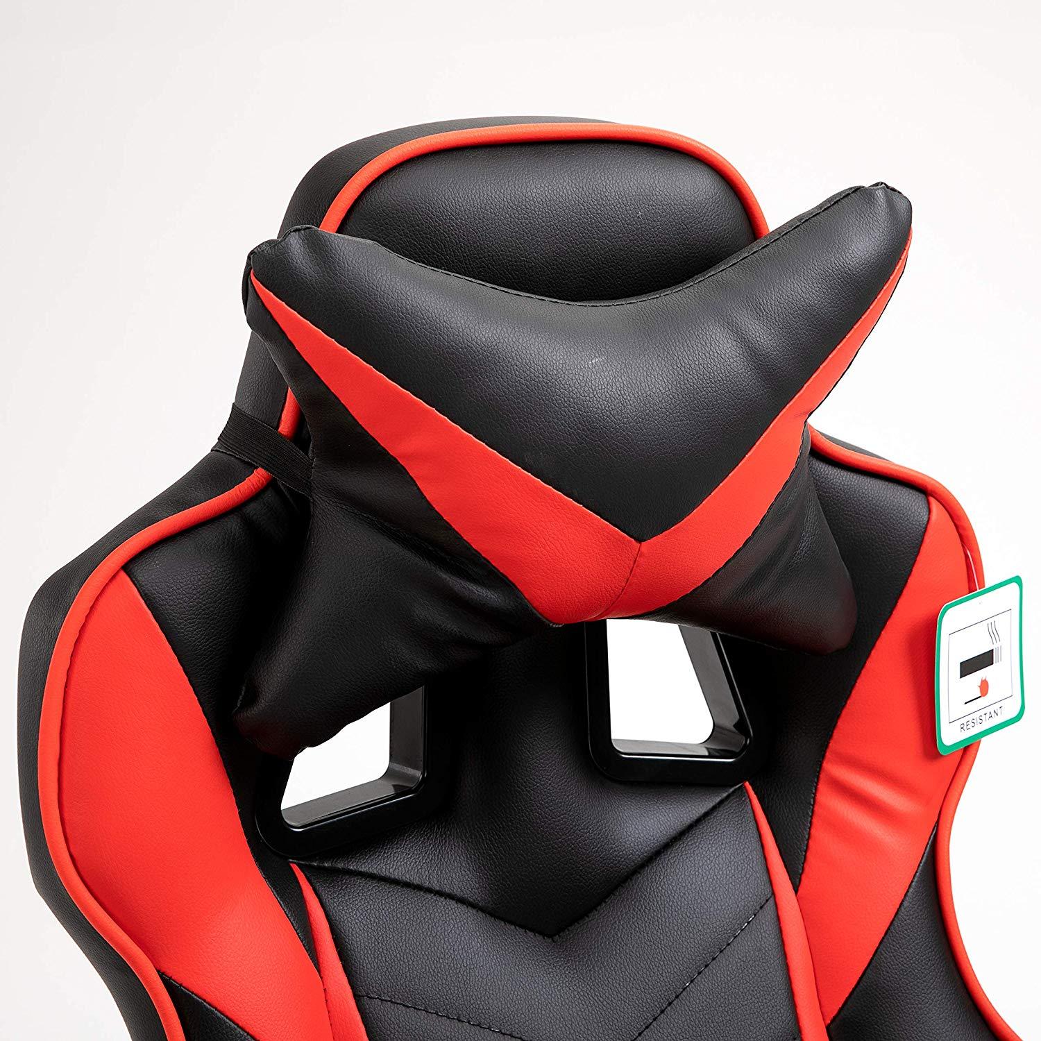 Cherry Tree Furniture High Back Recliner Gaming Chair with Cushion & Retractable Footrest Black & Red
