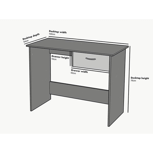 Cherry Tree Furniture MERV Computer Desk Home Office Desk with Drawer Beech Colour
