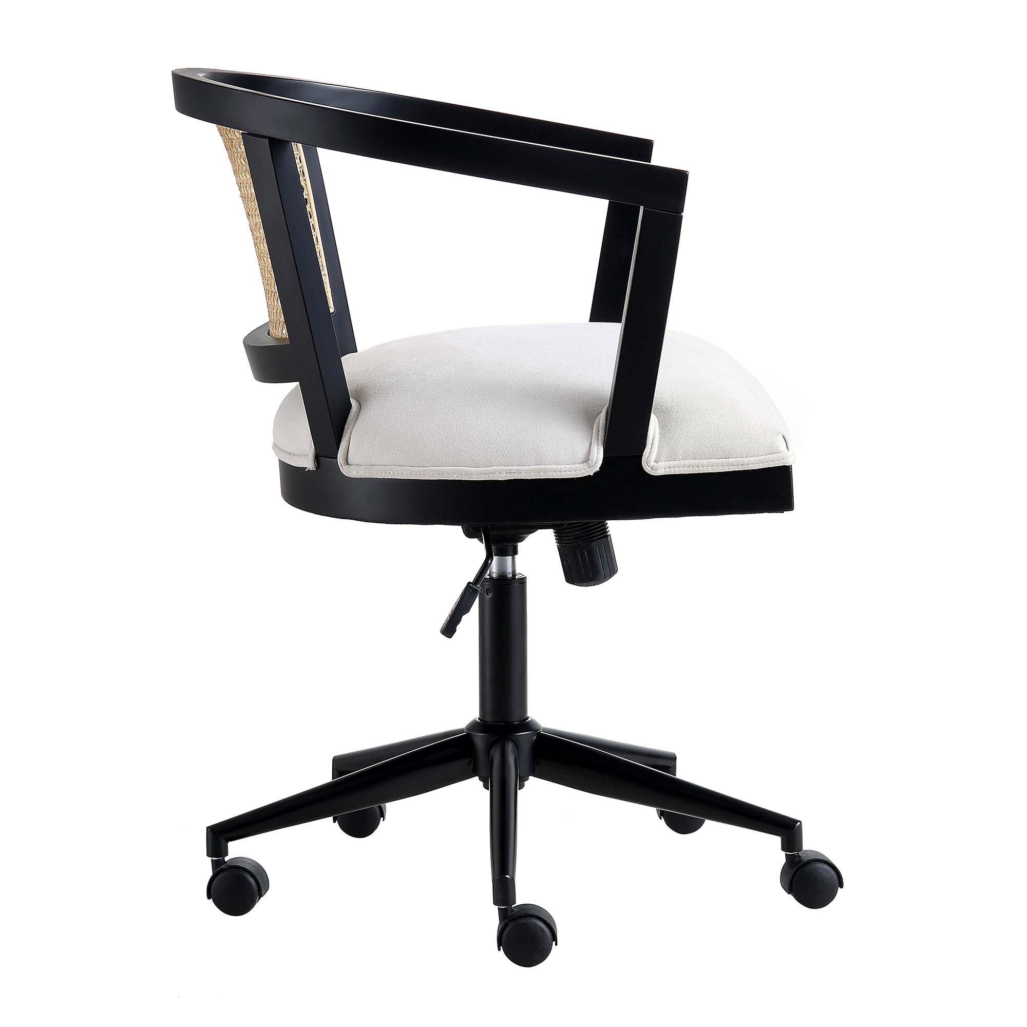 Lucia Natural Cane Swivel Desk Chair, Black