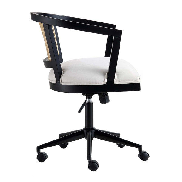 Lucia Natural Cane Swivel Desk Chair, Black