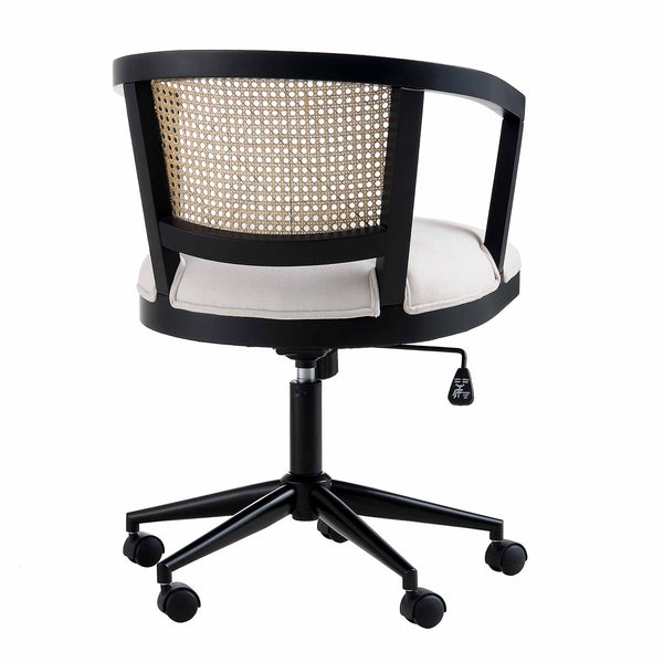 Lucia Natural Cane Swivel Desk Chair, Black