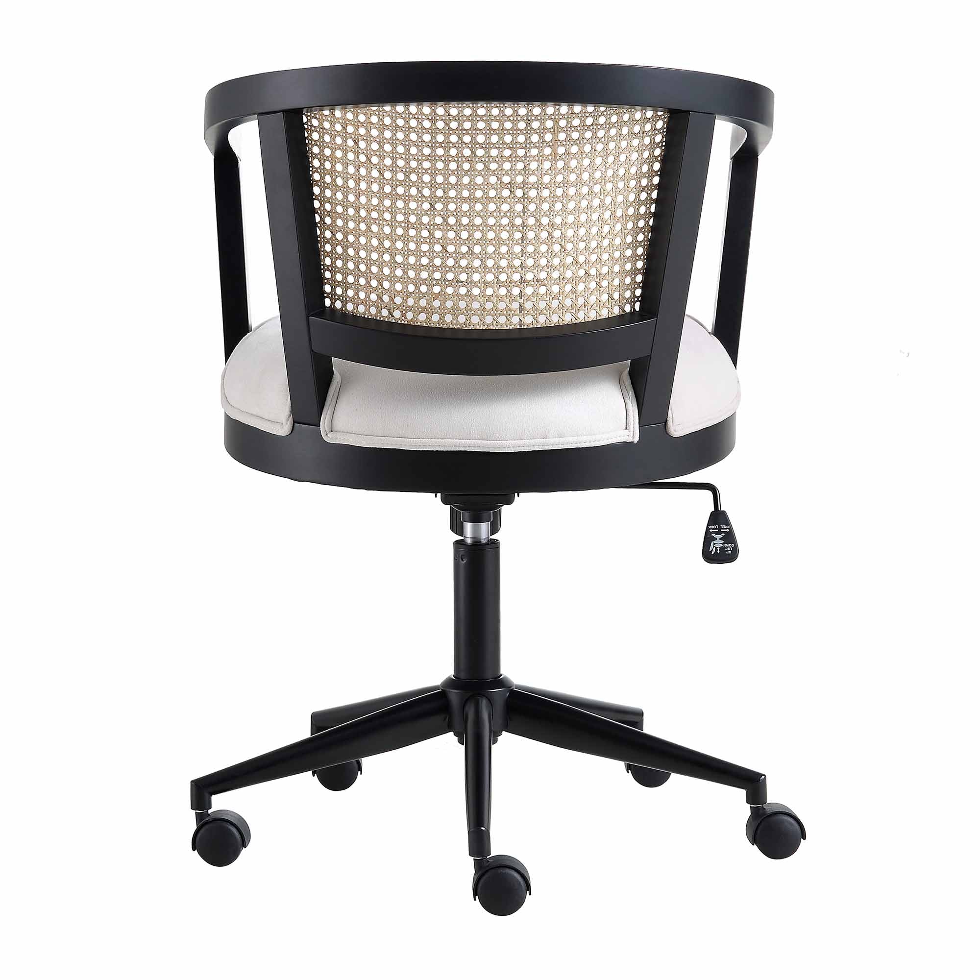 Lucia Natural Cane Swivel Desk Chair, Black