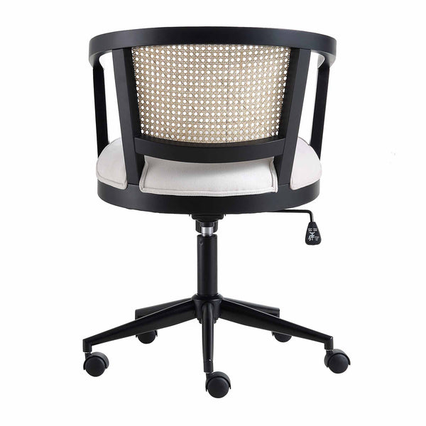 Lucia Natural Cane Swivel Desk Chair, Black