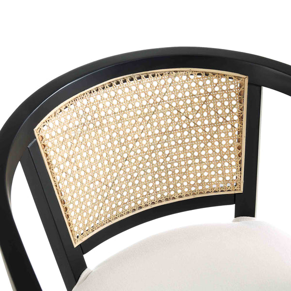 Lucia Natural Cane Swivel Desk Chair, Black