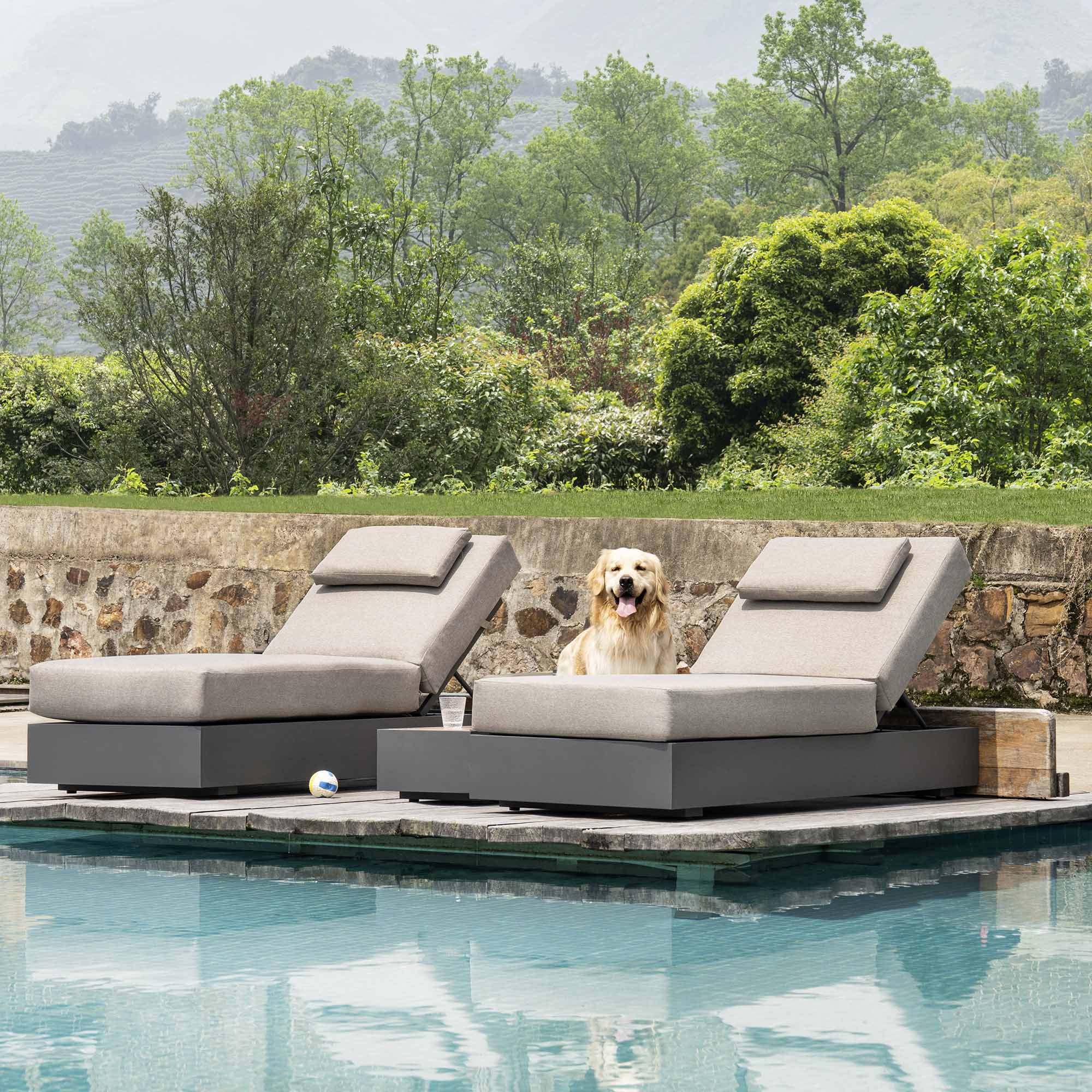 Jardin Aluminium Outdoor Sun Lounger Set, Granite