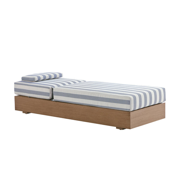 Jardin Aluminium Outdoor Sun Lounger, Natural with Blue Stripes