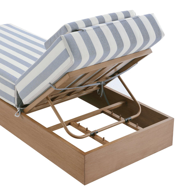 Jardin Aluminium Outdoor Sun Lounger, Natural with Blue Stripes