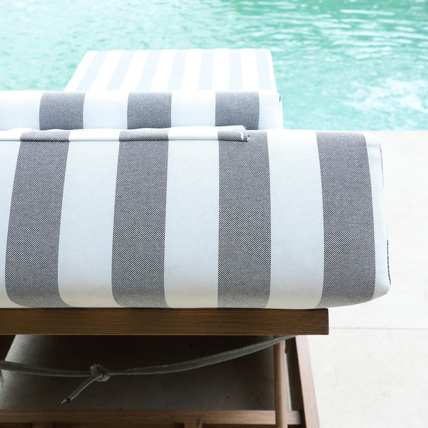 Jardin Aluminium Outdoor Sun Lounger, Natural with Blue Stripes