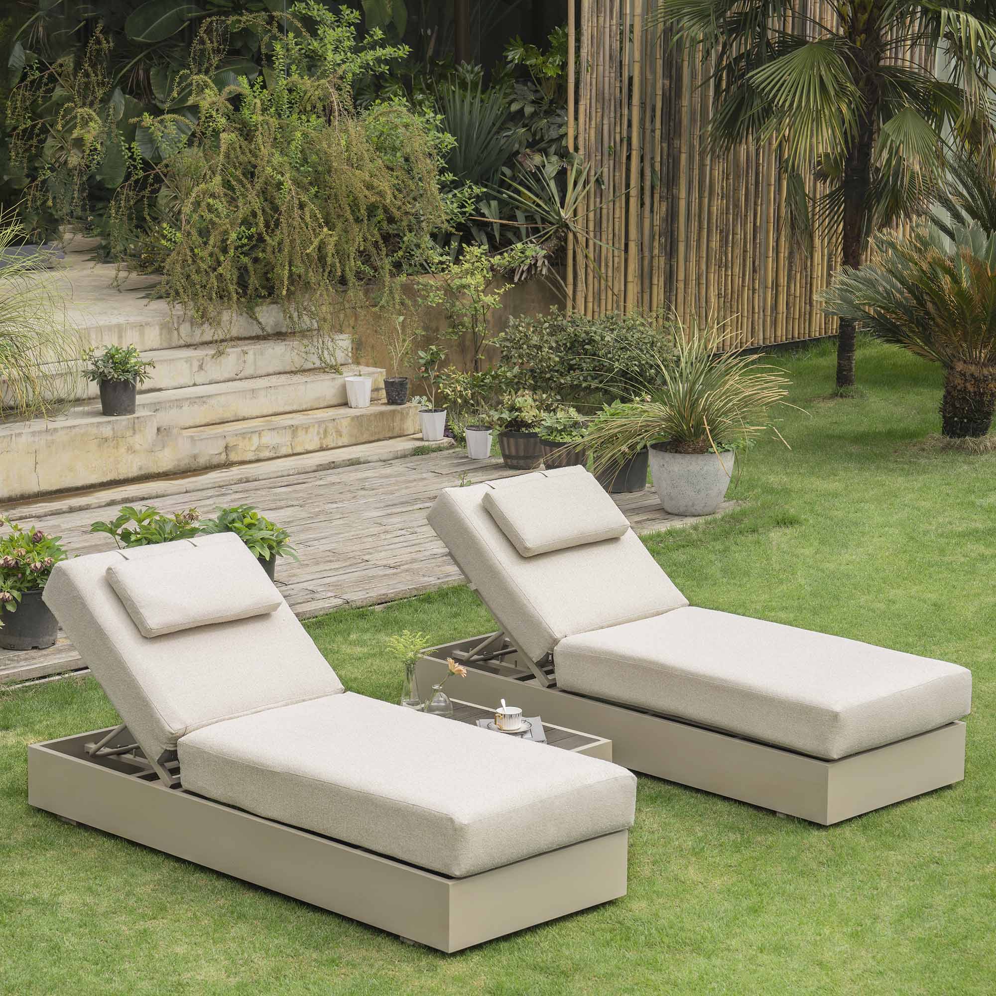 Jardin Aluminium Outdoor Sun Lounger Set, Pumice