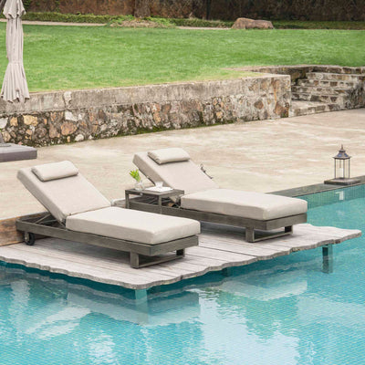 Montrose Aluminium Outdoor Sun Lounger Set, Brushed Silver Oak