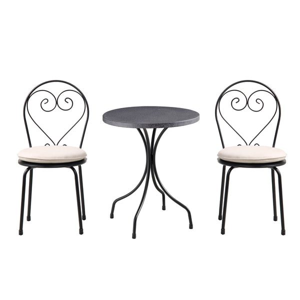 Haymes Metal Indoor and Outdoor Bistro Set, Beige