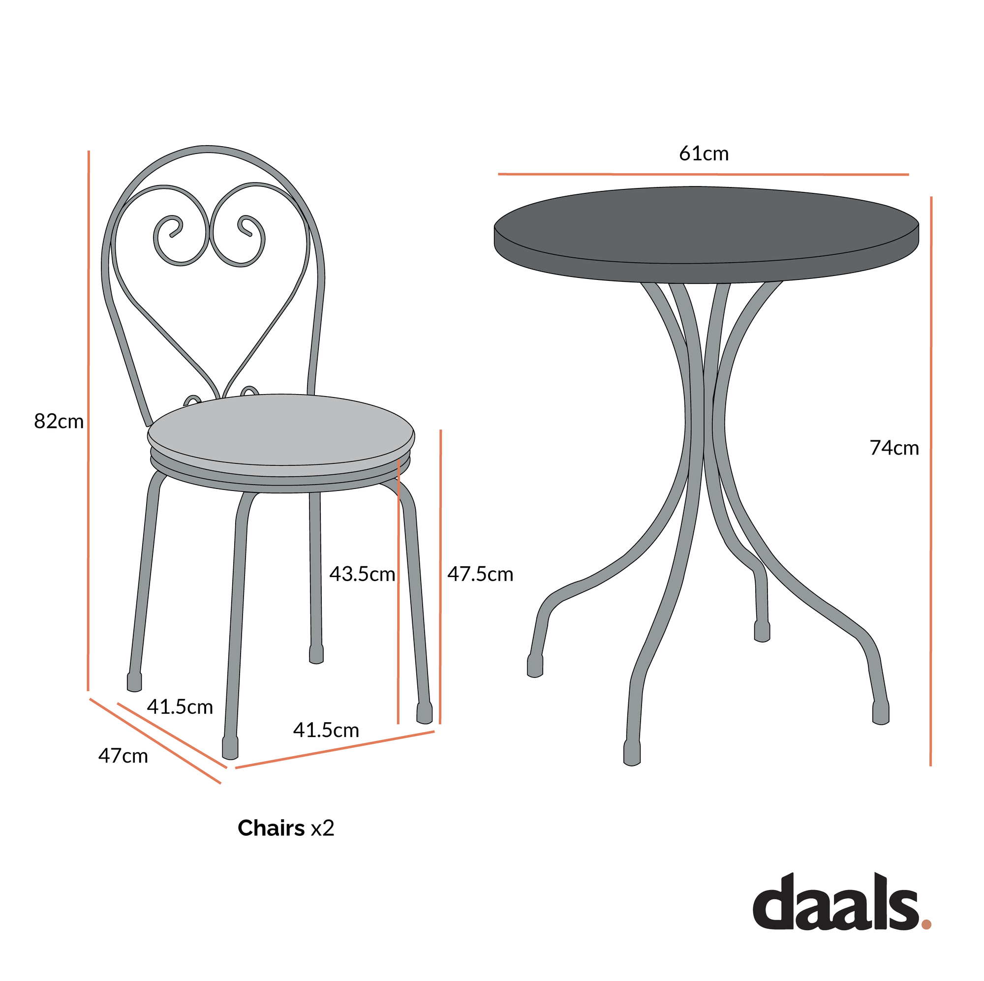 Haymes Metal Indoor and Outdoor Bistro Set, Beige