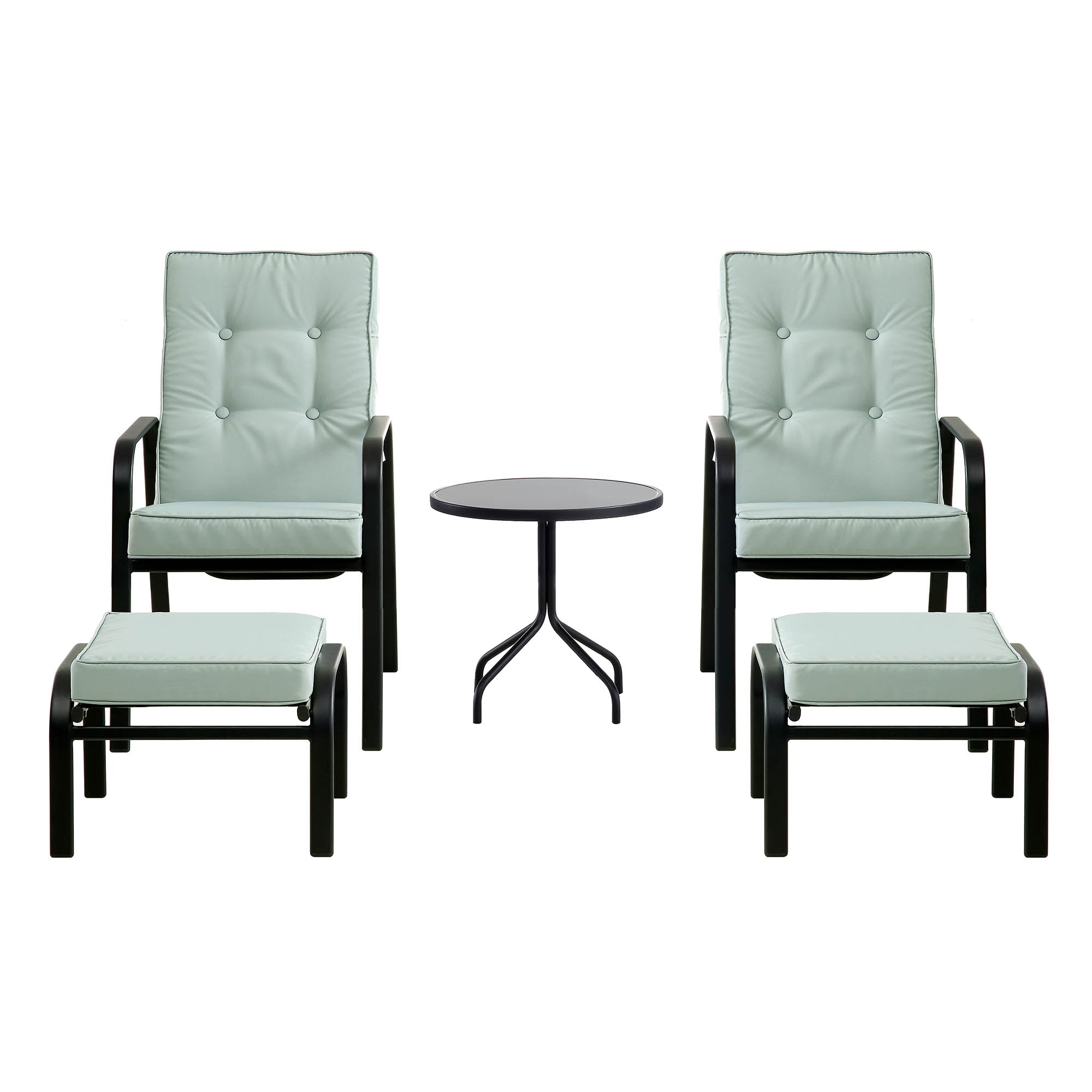 Champneys 2-Seater Steel and Fabric Outdoor Reclining Bistro Set with Stool, Sage Green