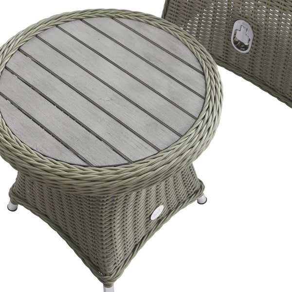 Hampshire 2-Seater Round Wicker Reclining Bistro Set with Stools, Desert Sage