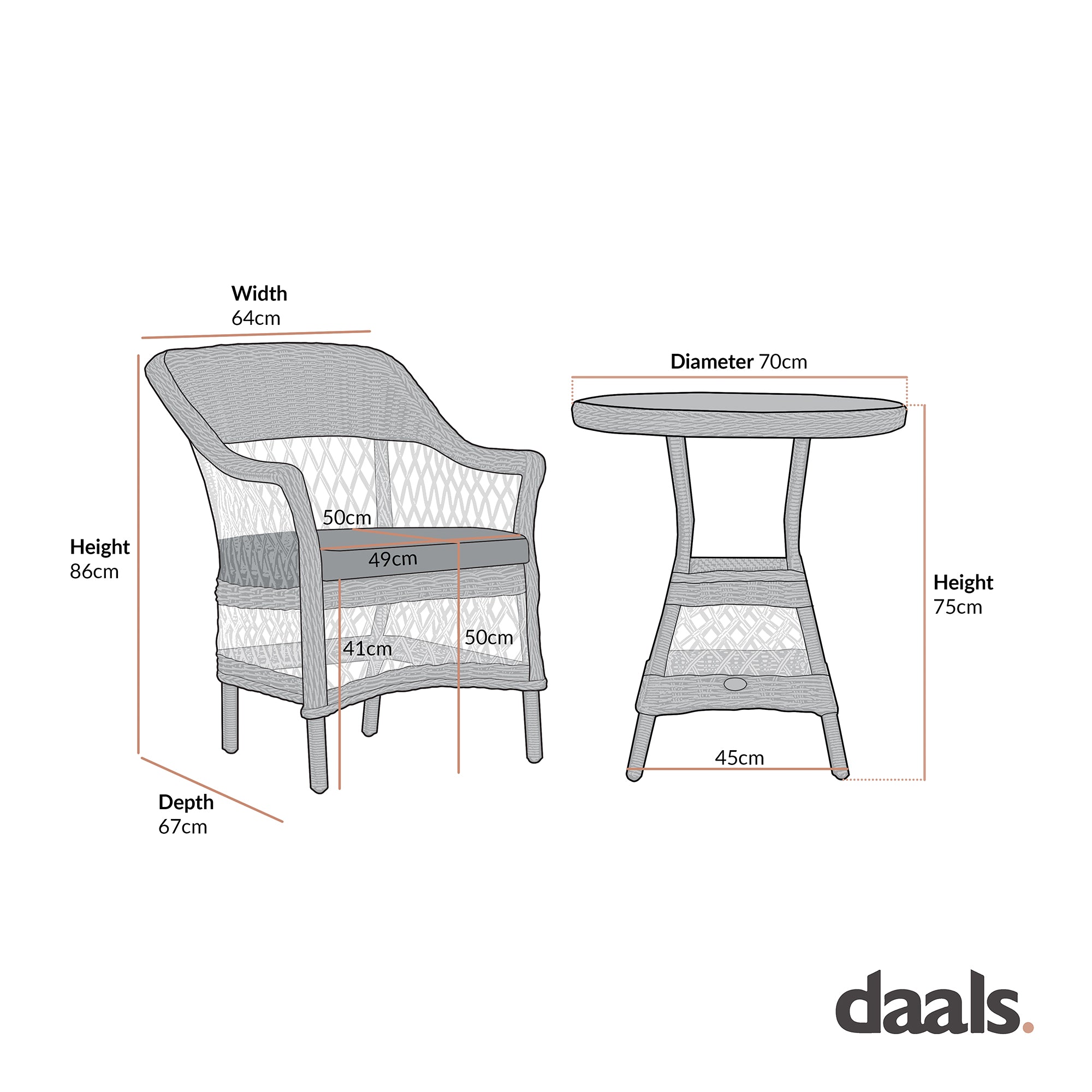 Willowbrook Lattice Weave Rattan Bistro Set, White
