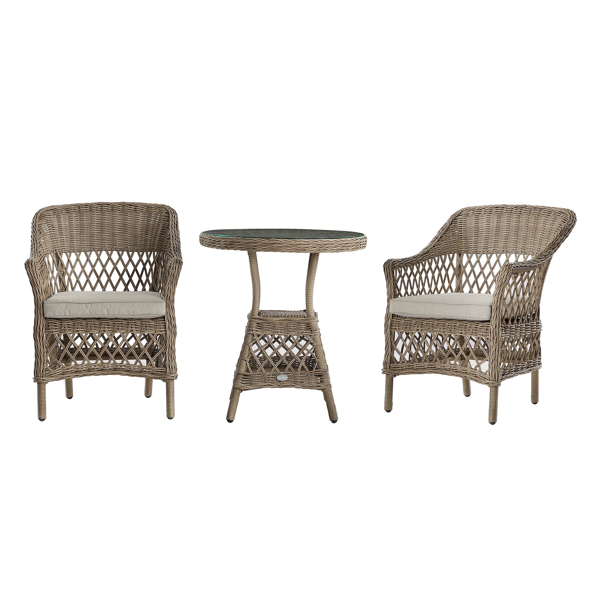 Willowbrook Lattice Weave Rattan Bistro Set, Natural