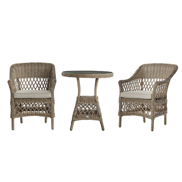 Willowbrook Lattice Weave Rattan Bistro Set, Natural