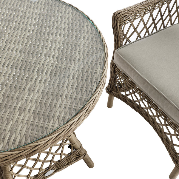 Willowbrook Lattice Weave Rattan Bistro Set, Natural
