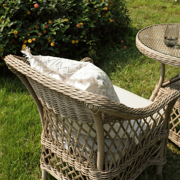 Willowbrook Lattice Weave Rattan Bistro Set, Natural