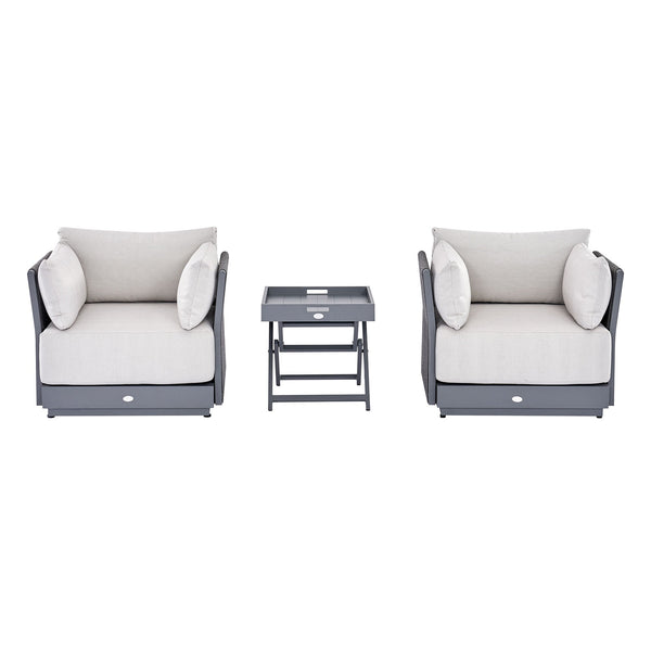 Pedra Rope and Aluminium Outdoor Bistro Set, Grey