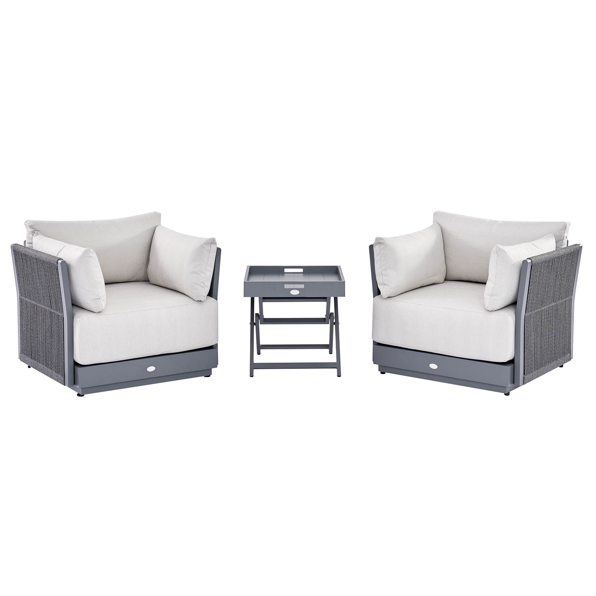 Pedra Rope and Aluminium Outdoor Bistro Set, Grey