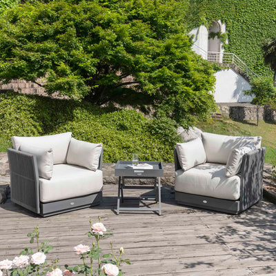 Pedra Rope and Aluminium Outdoor Bistro Set, Grey