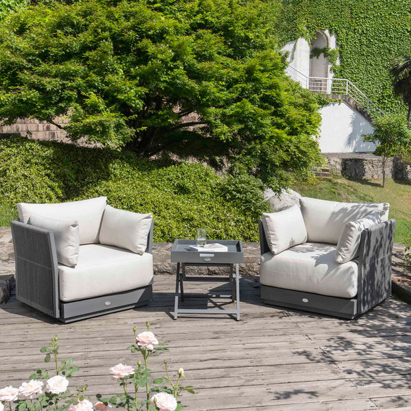 Pedra Rope and Aluminium Outdoor Bistro Set, Grey