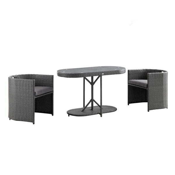 Granchester Rattan Balcony Bistro Set, Grey