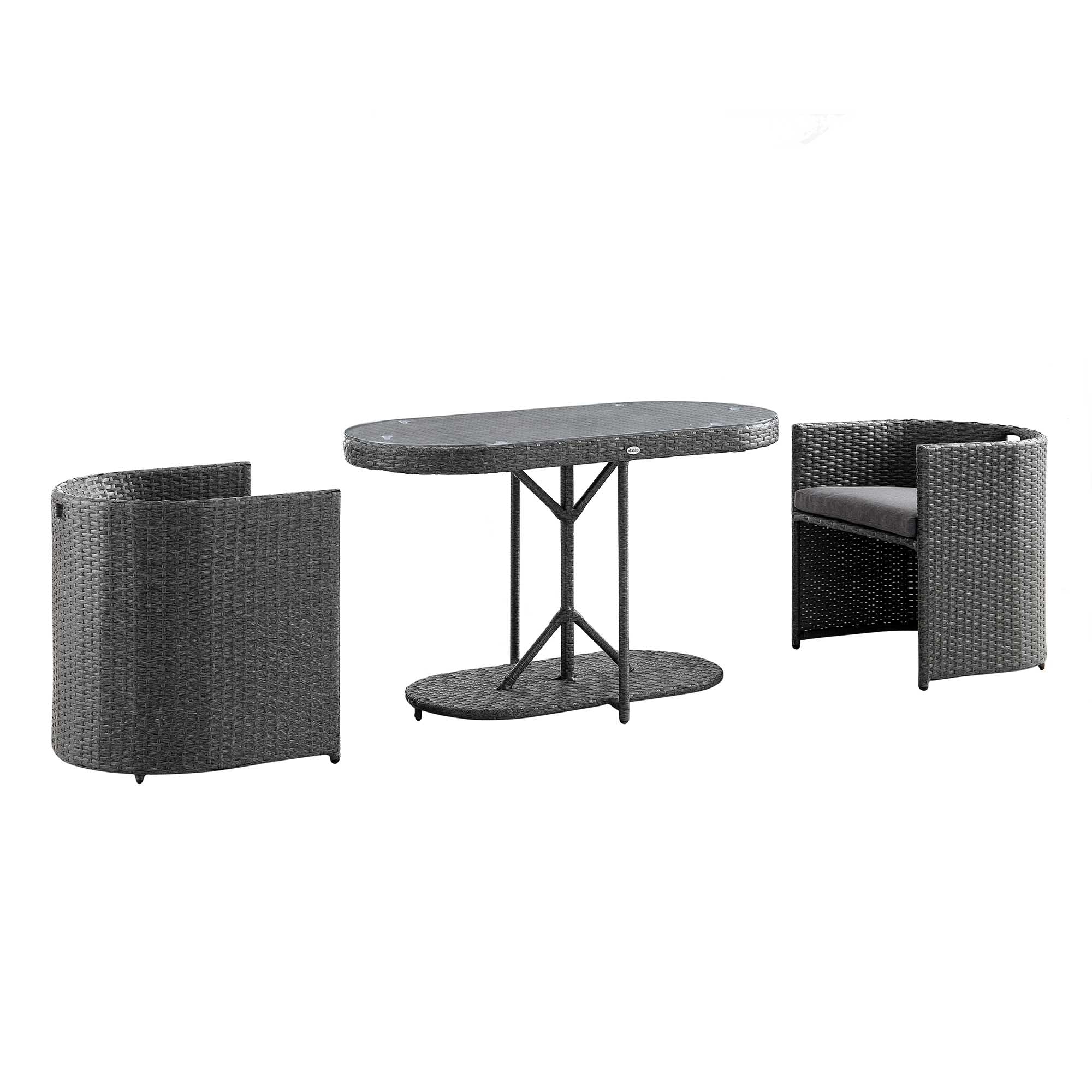 Granchester Rattan Balcony Bistro Set, Grey