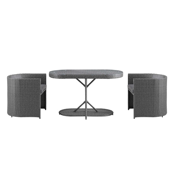 Granchester Rattan Balcony Bistro Set, Grey
